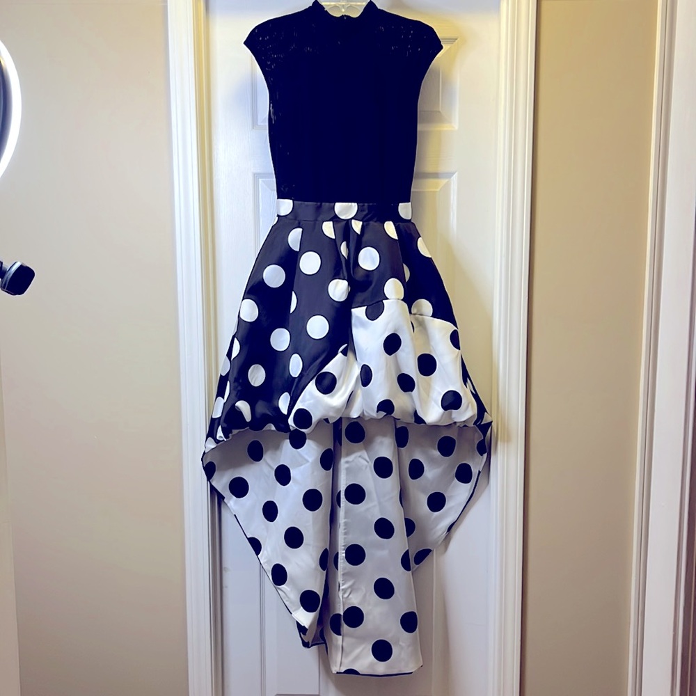 Black & White hi low formal gown NWT